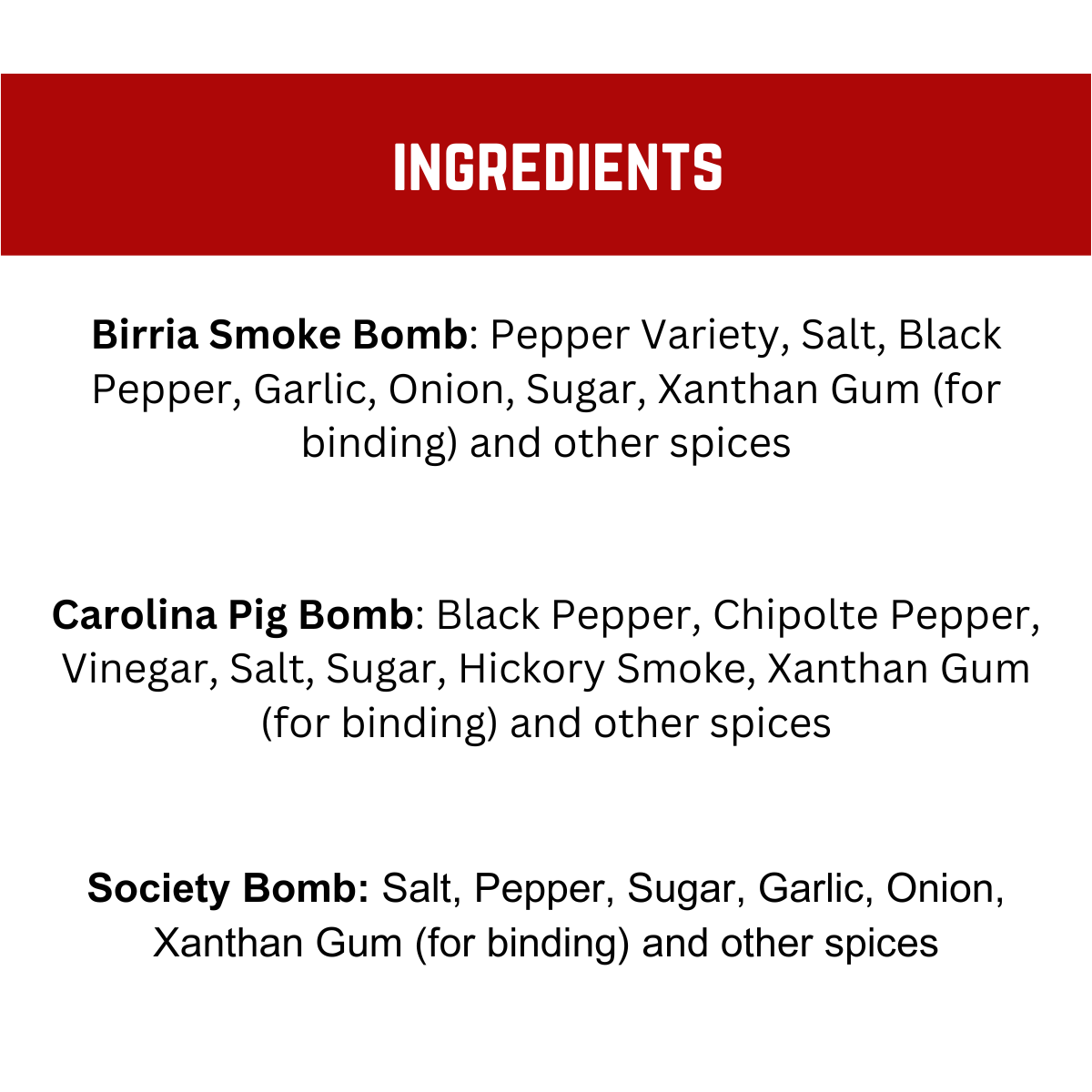 Variety Pack - Birria Smoke, Society, and Carolina Pig Bomb